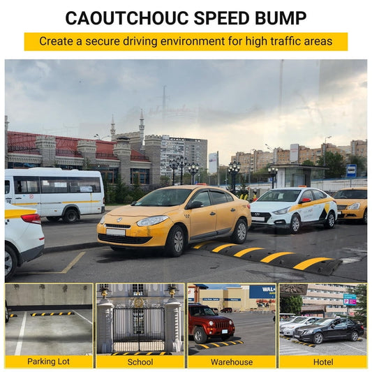 Speed Bumps Rubber Speed Bumps – 6FT Heavy Duty Cable Ramp (2 Pack), 66,000 LBS Load Capacity, High-Visibility Yellow/Black, Modular Design – for Parking Lots, Warehouses, Schools, Hotels