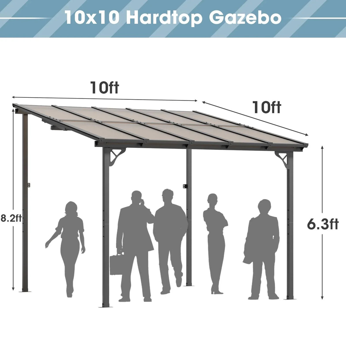 2026 NewAoxun 8' x 5' Gazebo for Patio, Gazebo Pergola with Sloped Roof, Grill Gazebo Large Wall-Mounted Heavy Duty Awnings, for Backyard, Deck, Patio