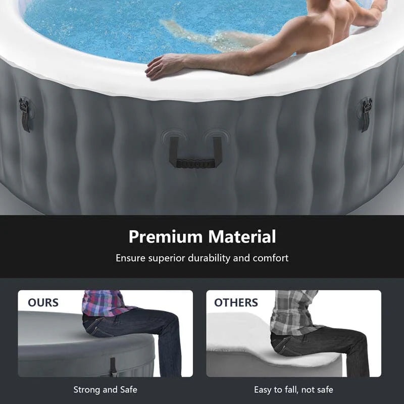 4-Person SaluSpa Inflatable Hot Tub Spa with 108 Massage Bubble Jets, Air Pump, Filter Cartridge & Cover, Portable Outdoor Blow Up Spa