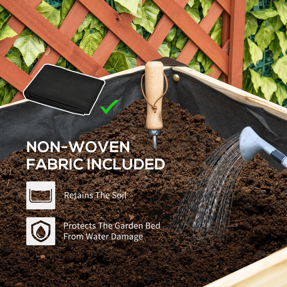 Outsunny Raised Garden Bed, Elevated Planter Box, 47''x24''x29'' with Legs, Metal Frame, Wooden Planter Pot for Backyard, Patio to Grow Vegetables, Herbs, and Flowers