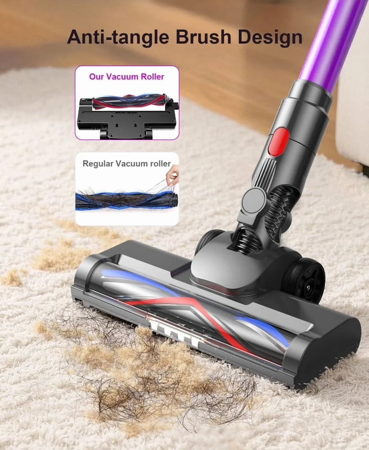 2026 NewHosaud Cordless Vacuum Cleaner - 45000pa 550W 55mins 2600mAh Lightweight Stick Vacuum Cleaners for Home Pet Hair Carpet Floor Purple