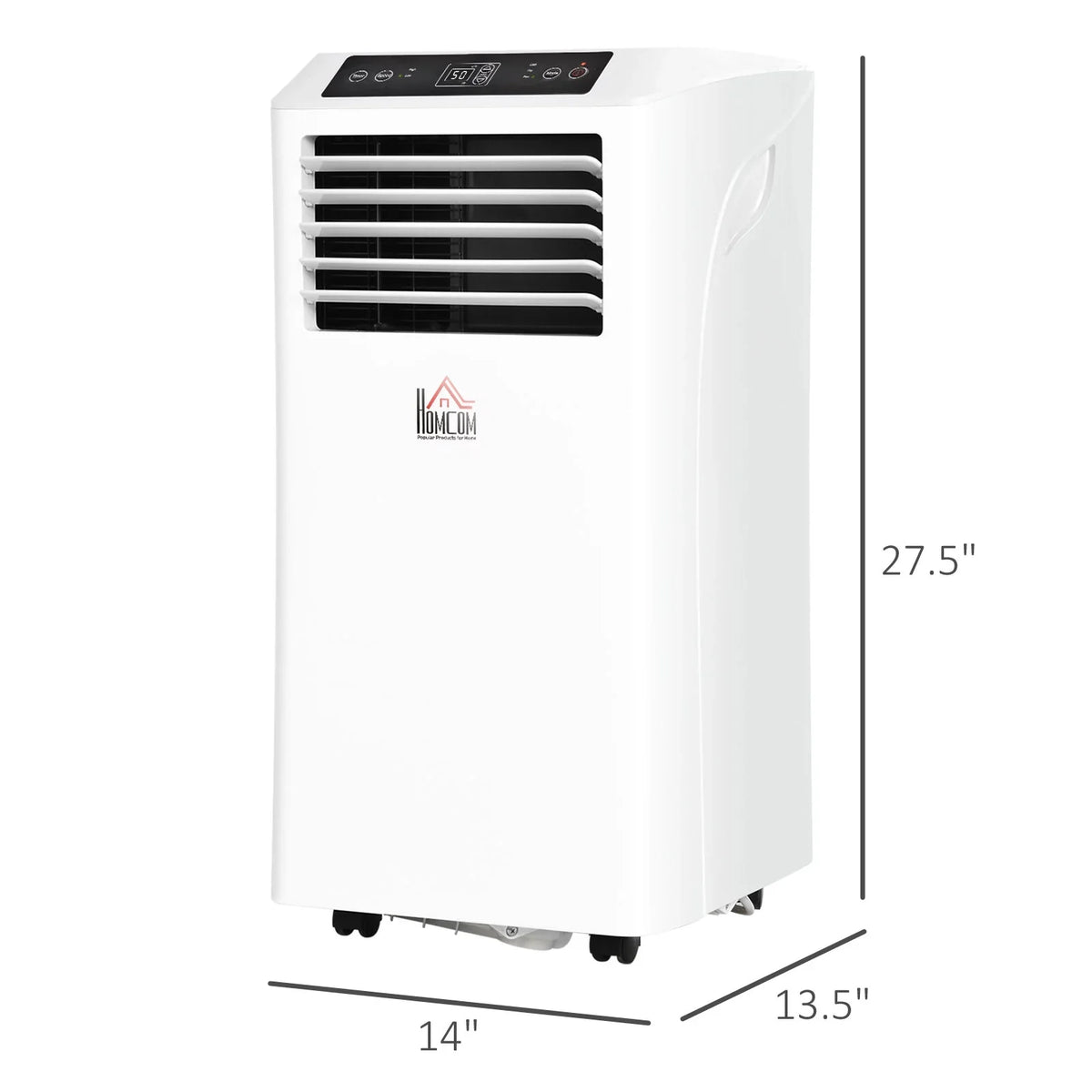 2026 NewHOMCOM 8000 BTU Mobile Portable Air Conditioner with Cooling, Dehumidifier, and Ventilating with Remote Control, 2 Speed Fans, 24-Hour Timer for Bedroom, Living Room, Home Office, White