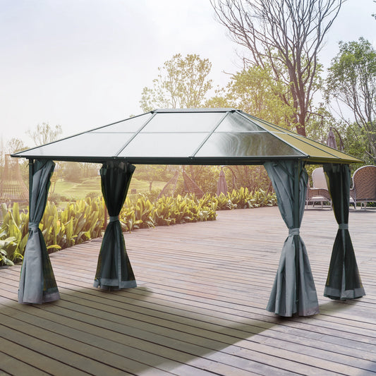 Outsunny 10' x 13' Patio Gazebo Party Tent Marquee Outdoor Shelter, Grey