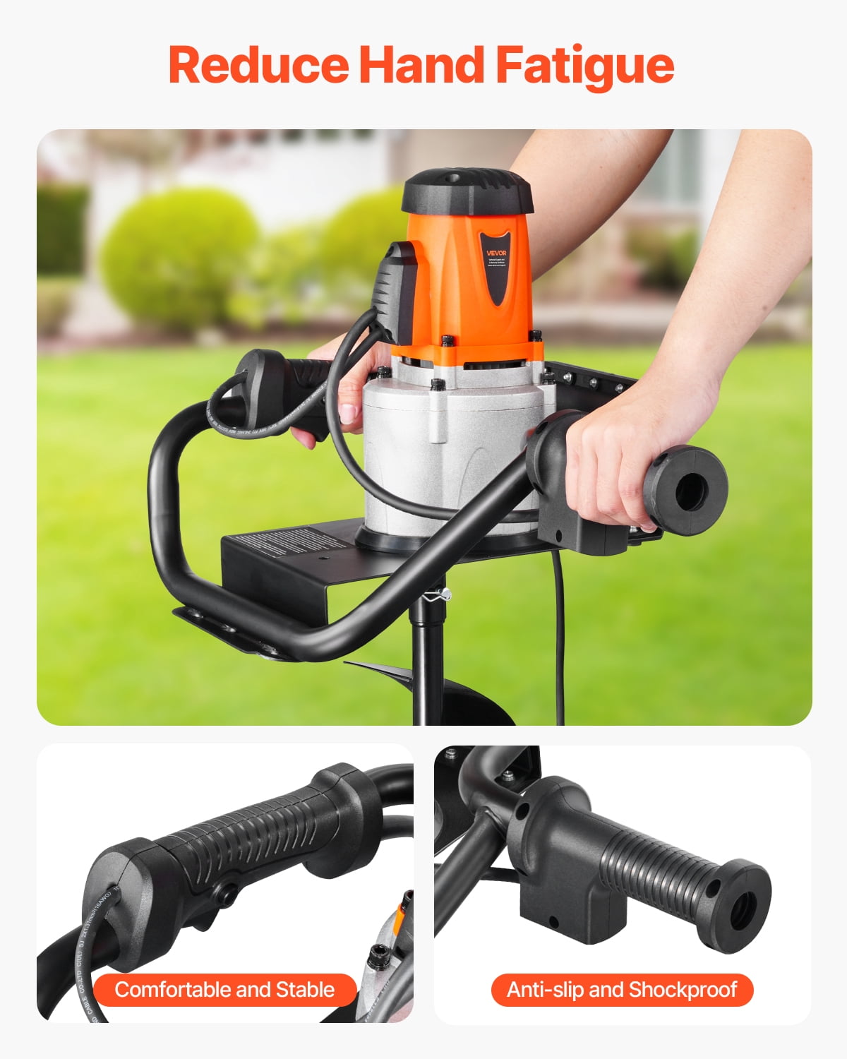 VEVOR Electric Post Hole Digger 1500W Powerful Motor with 5.71 in Auger Bit