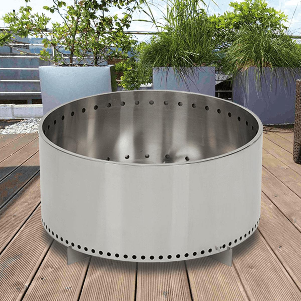 EDTara Portable 27'' Smokeless Fire Pit, Outdoor Stainless Steel Wood Burning Stove with Star Hollow Pattern, Perfect for Camping