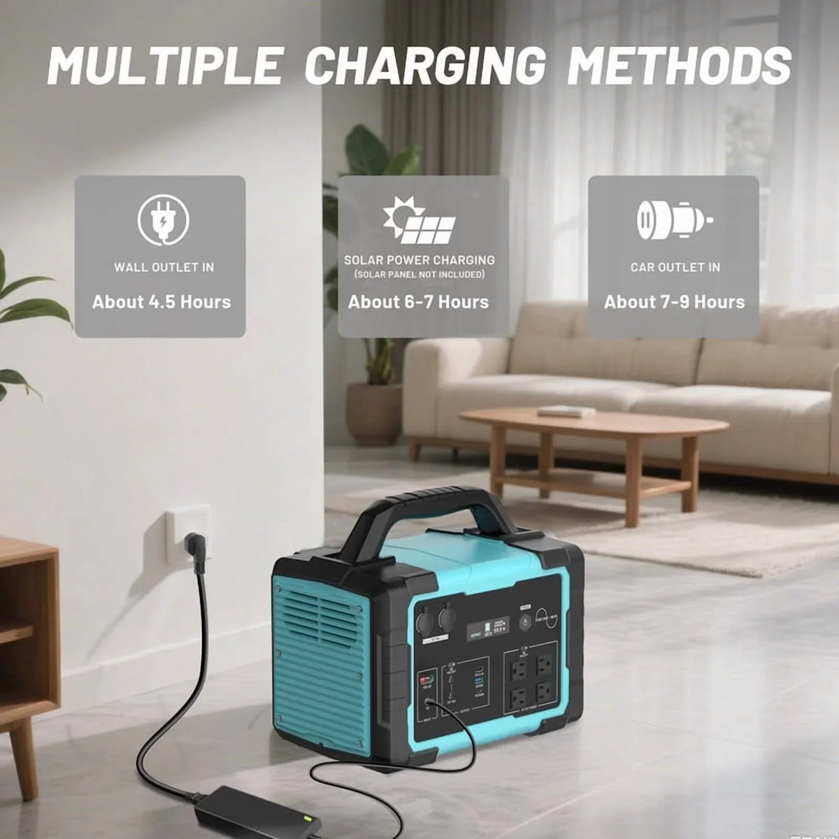 2026 New1000W Portable Solar Generator, 1024Wh LiFePO4 Battery Power Station with 100W Solar Panel, USB-C Power Bank for for Camping, Outdoor Travel, RV, and Home Emergency-Blue