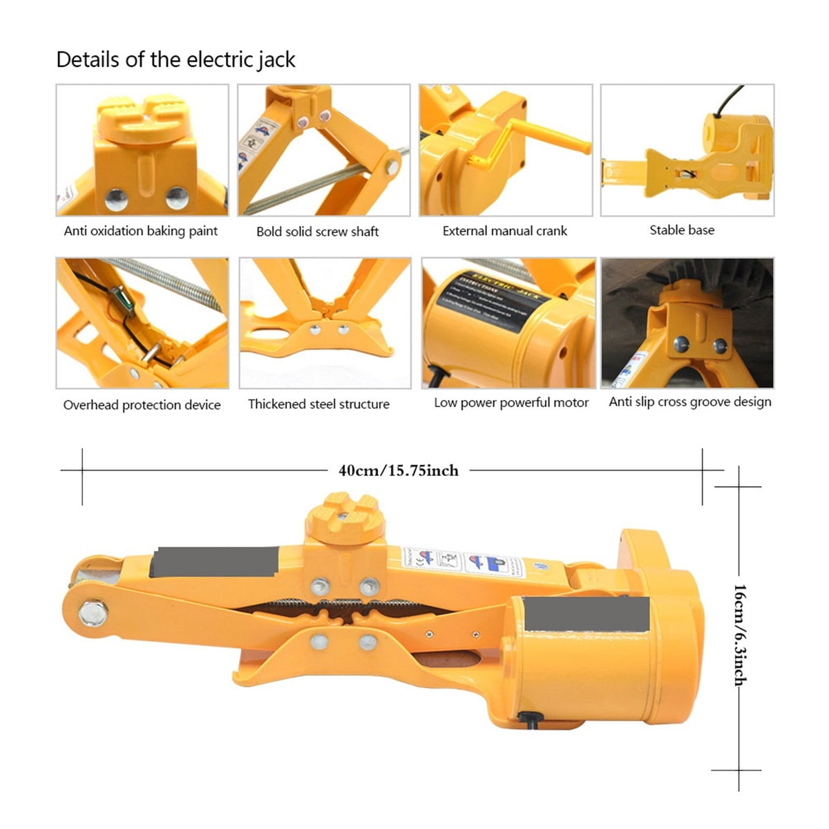 12V Car Electric Jack Portable Scissor Jacks Automatic Lifting 2Ton Machinisms Lift Jack Wheel Disassembly Replacement Aid Tools ,Robust Construction