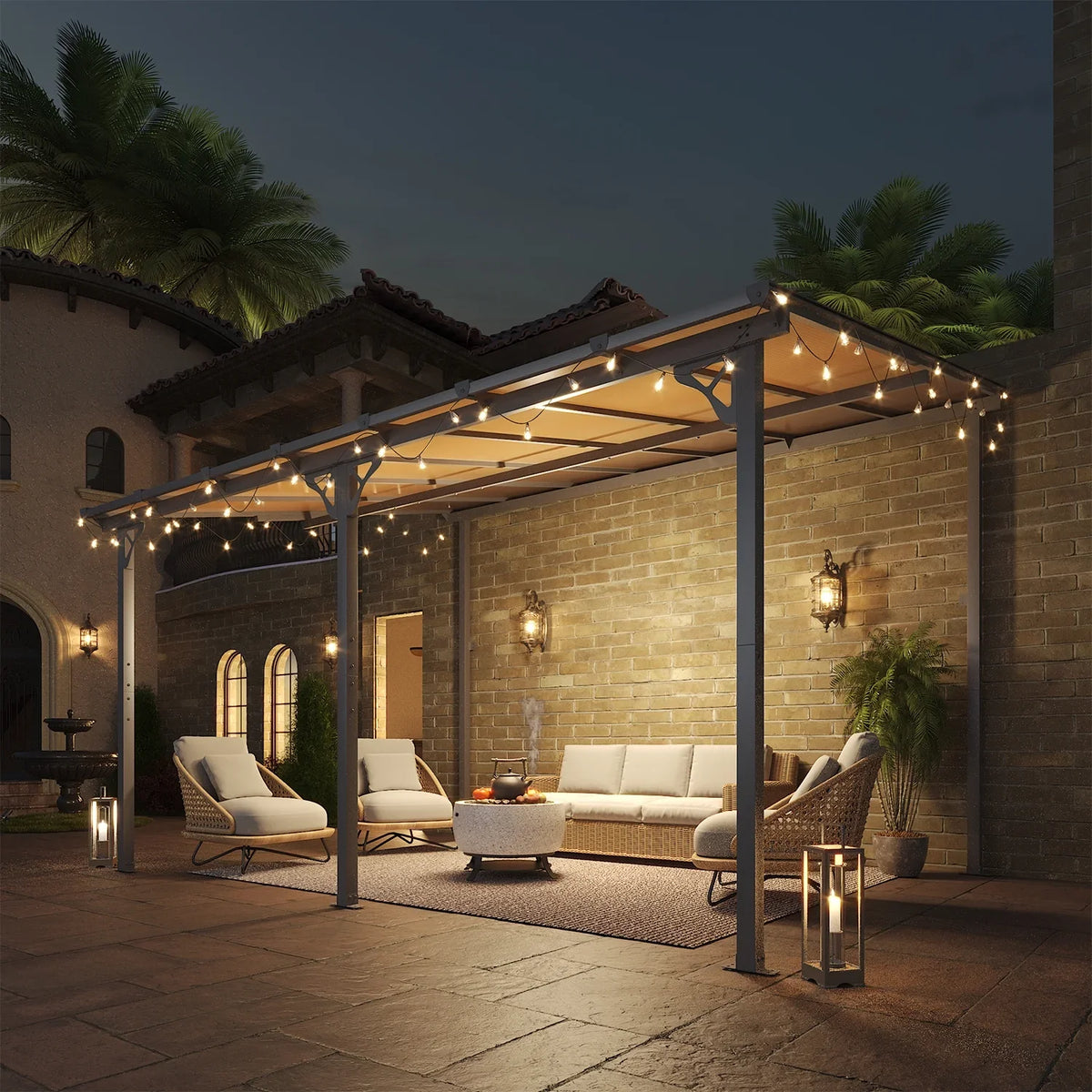 2026 NewAoxun 8' x 5' Gazebo for Patio, Gazebo Pergola with Sloped Roof, Grill Gazebo Large Wall-Mounted Heavy Duty Awnings, for Backyard, Deck, Patio