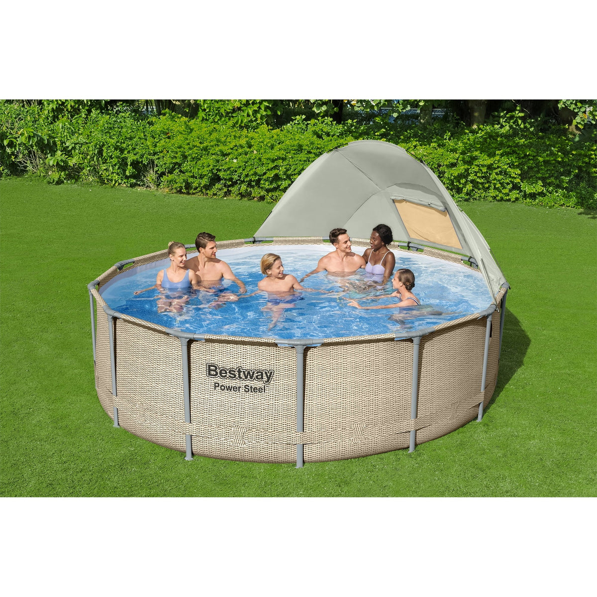 2026 NewBestway Power Steel 14' x 42" Round Above Ground Outdoor Swimming Pool Set