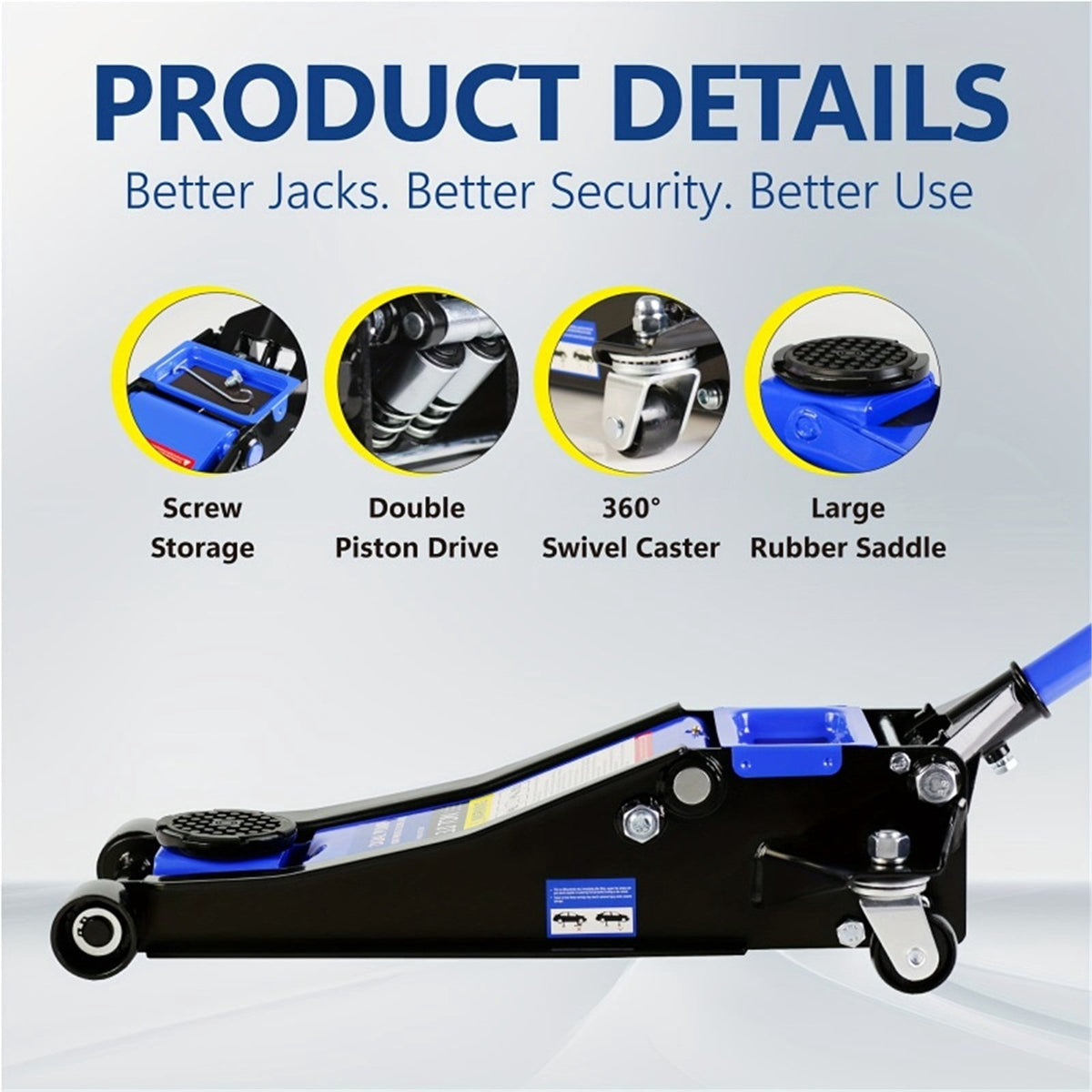 Hydraulic Low Profile And Steel Racing Floor Jack 3 Ton (6600 Lb) Capacity, With Dual Piston Quick Lift Pump, Blue Lifting Range ,Robust Construction