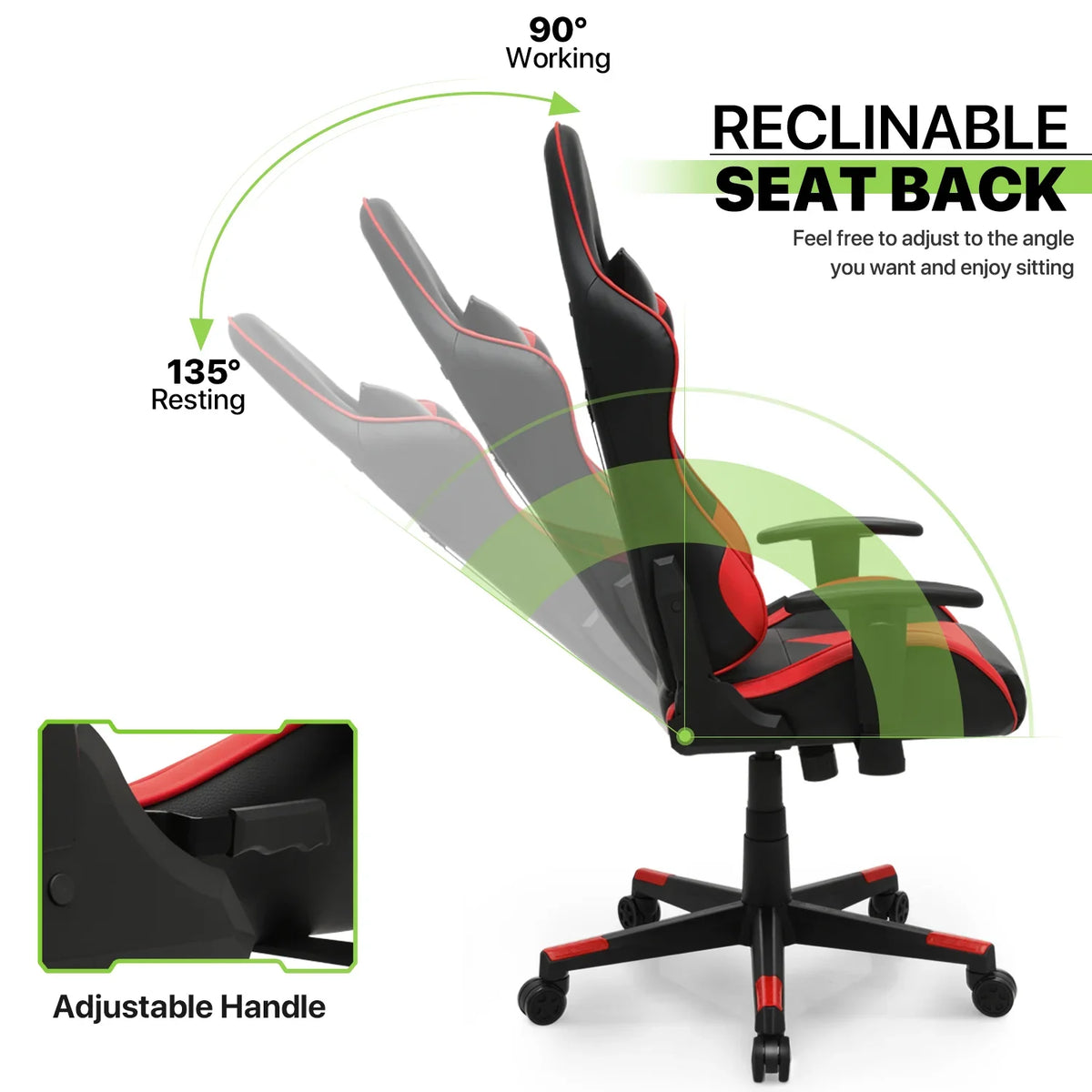 2026 NewMagshion Ergonomic Gaming Chair, Comfortable Gaming Chair, Computer Chair Leather Desk Chair Adjustable Swivel Gaming Office Chair, Blue
