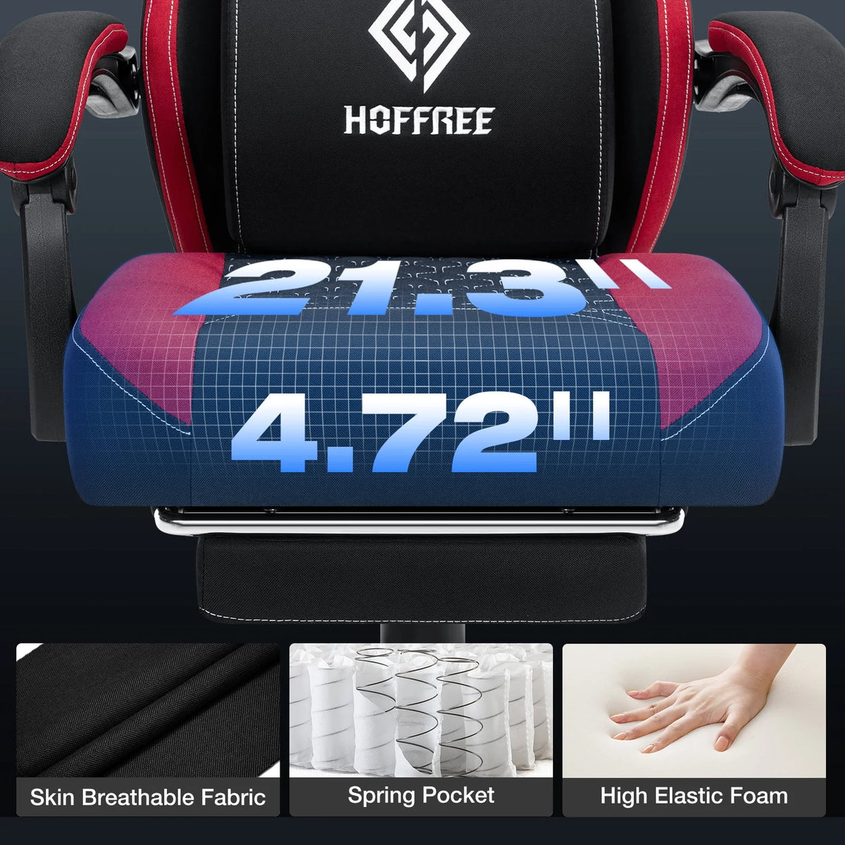 2026 NewHoffree Gaming Chair with Massage Fabric Office Chair with footrest for Adults, Ergonomic Gamer Chair with Headrest and Lumbar Support for Office Gaming, 440 LBS