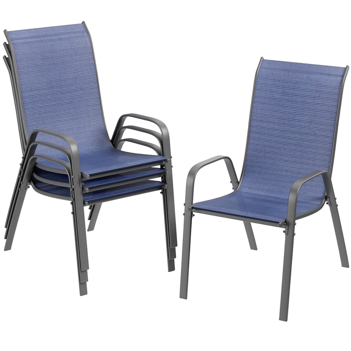 2026 NewArlopu 8Pcs Patio Dining Chairs Outdoor Stackable Armrest Chairs for Lawn Garden Backyard