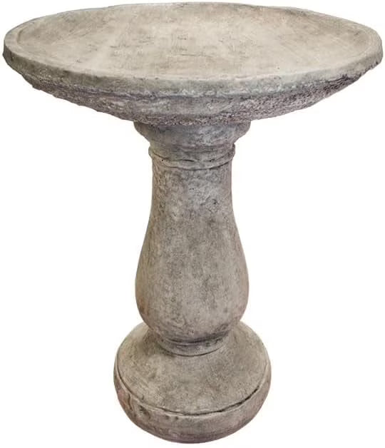 2026 NewSolid Rock Stoneworks Oval 2 Piece Birdbath - 24" Tall - Pre-Aged