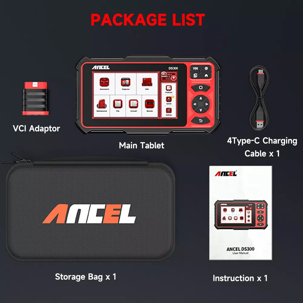 ANCEL DS300 Bidirectional OBD2 Scanner, All System Diagnostic Scan Tool with 30 Plus Reset Services and ECU Coding for All Cars