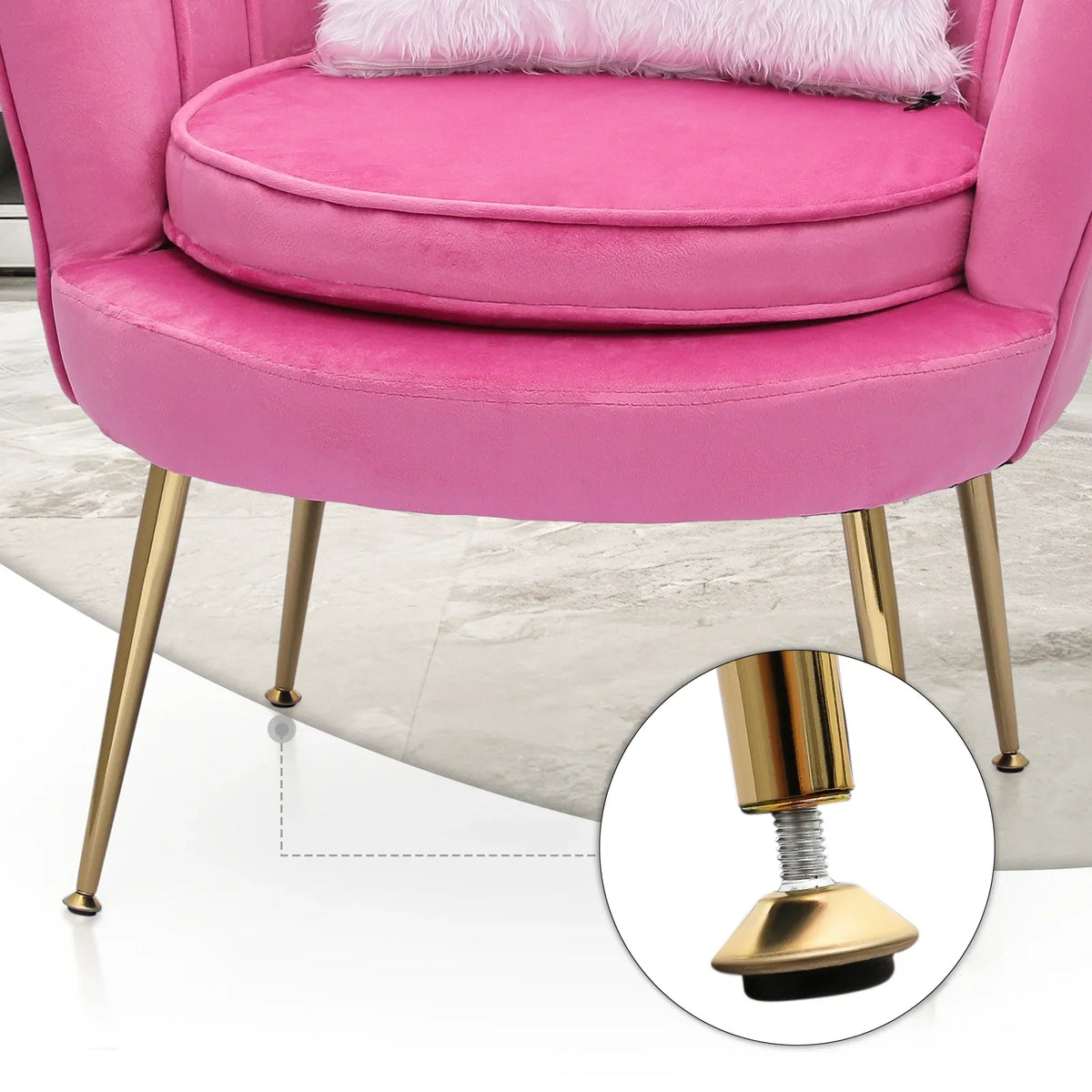 2026 NewMoNiBloom Set of 2 Velvet Tufted Accent Chair with Pillow and Stool, Upholstered Modern Single Sofa Side Chair with Padded Seat and Golden Metal Legs, Living Room Armchair, Black