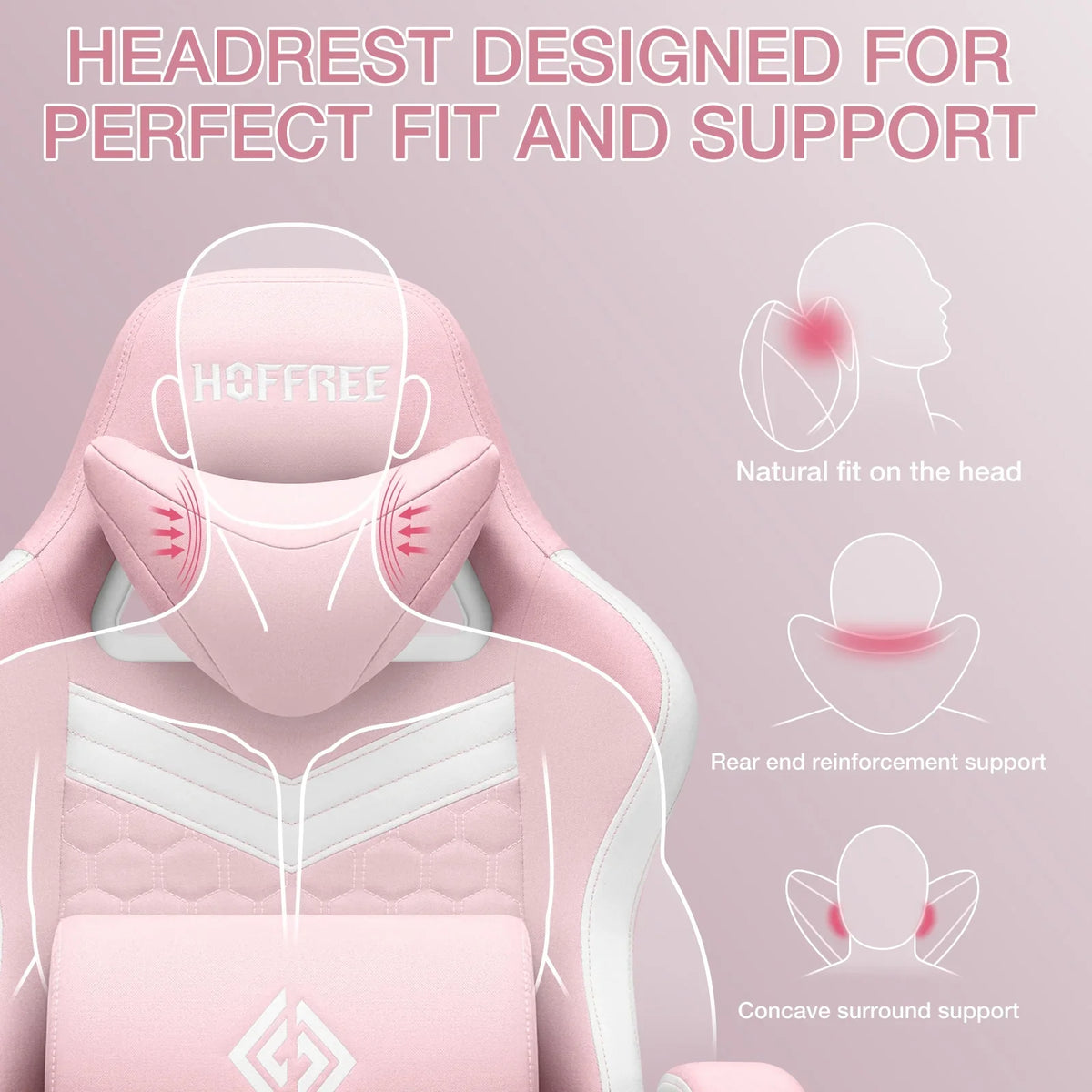 2026 NewHoffree Gaming Chair with Massage Fabric Office Chair with footrest for Adults, Ergonomic Gamer Chair with Headrest and Lumbar Support for Office Gaming, 440 LBS