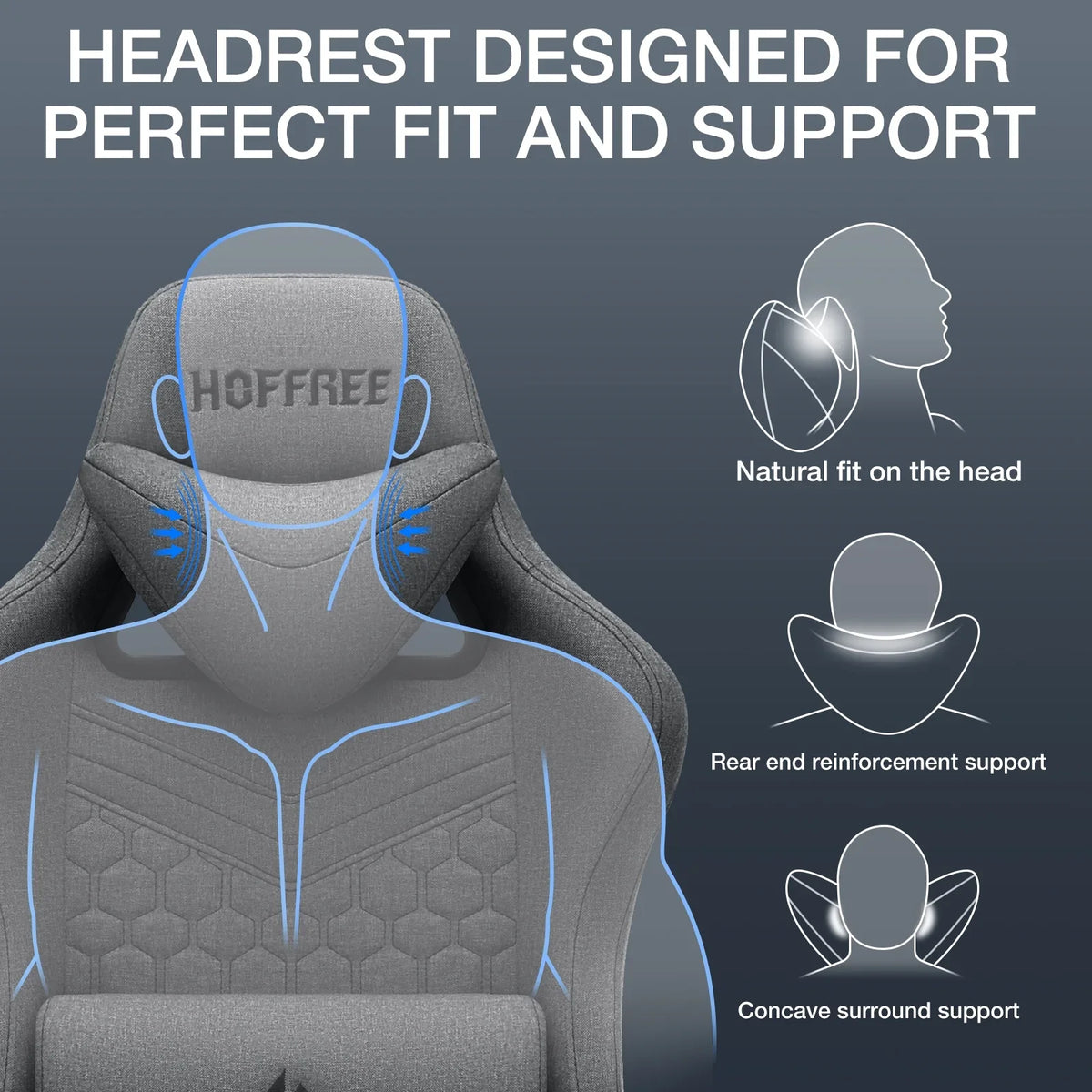 2026 NewHoffree Gaming Chair with Massage Fabric Office Chair with footrest for Adults, Ergonomic Gamer Chair with Headrest and Lumbar Support for Office Gaming, 440 LBS
