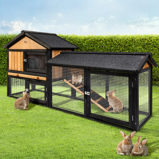 Extra Large Wooden Outdoor Chicken Coop Rabbit Hutch with Run - i.Pet