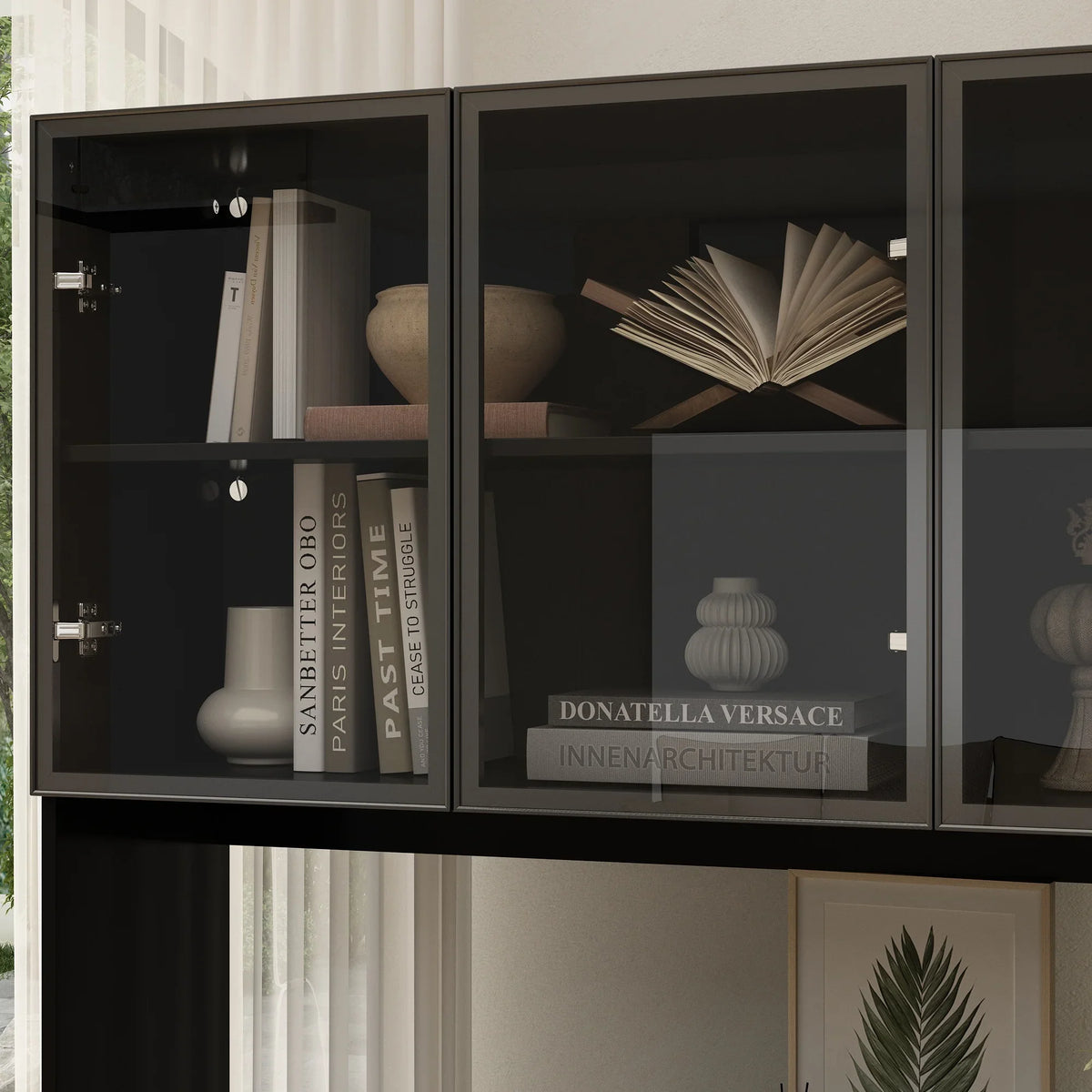 2026 NewKULAGAGA Bookcases Organizer with LED Lights, Heavy Duty Display Cabinet with Glass Door for Living Room, 31.5" Wide