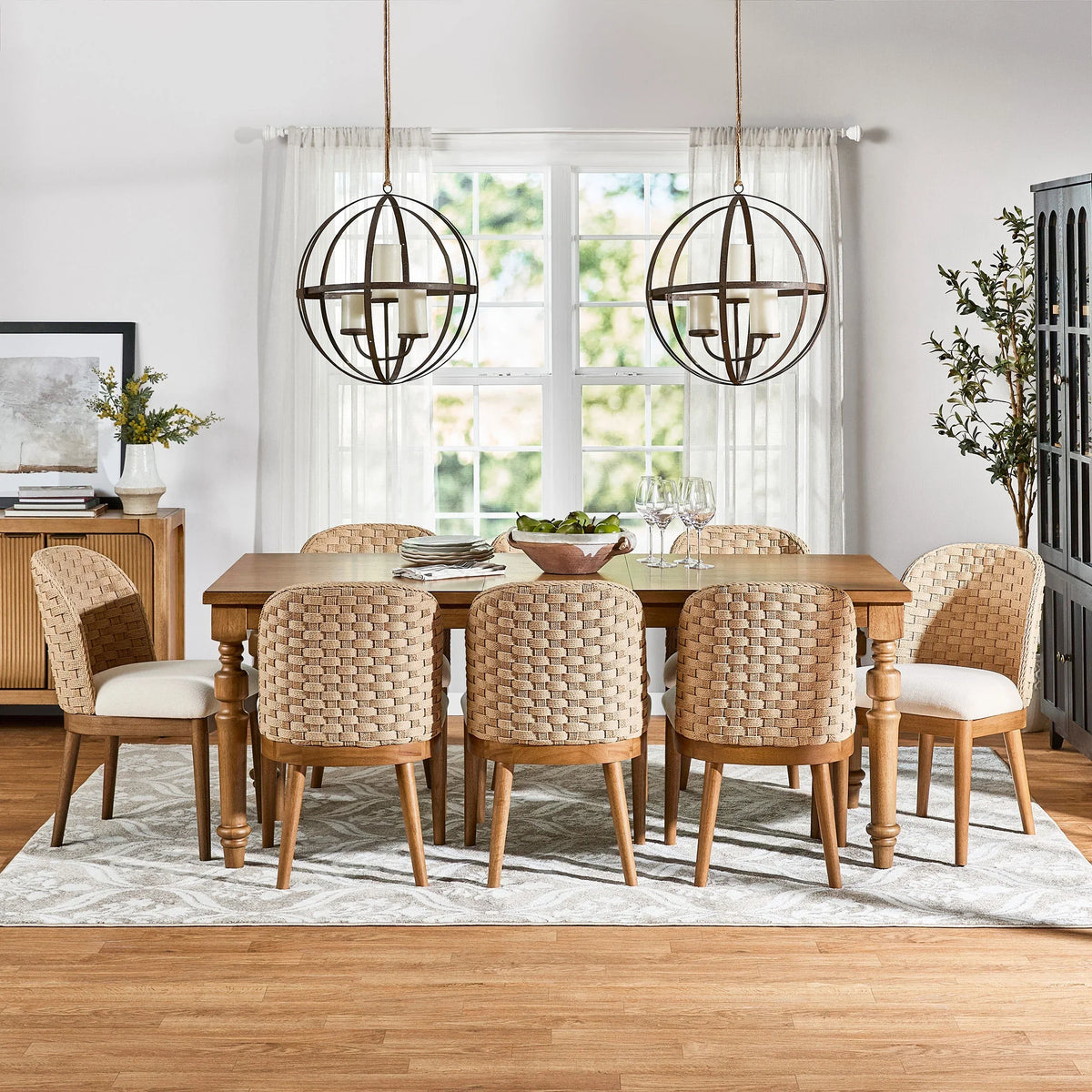 2026 NewMy Texas House Saylor Farmhouse Dining Chair Set, Natural Wood, Set of 2