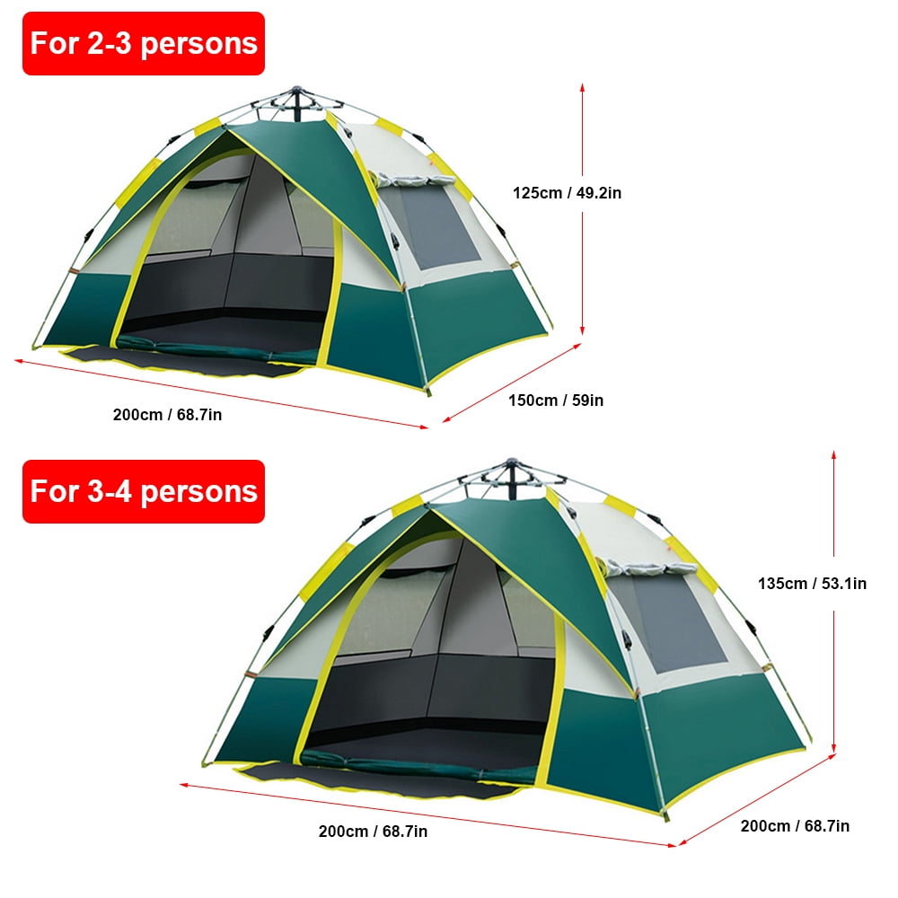 Outdoor Pop-up Tent Waterproof Portable Instant Automatic Camping Tent Suitable for 2-3 / 3-4 People Family Tent Camping Hiking Backpacking Travel