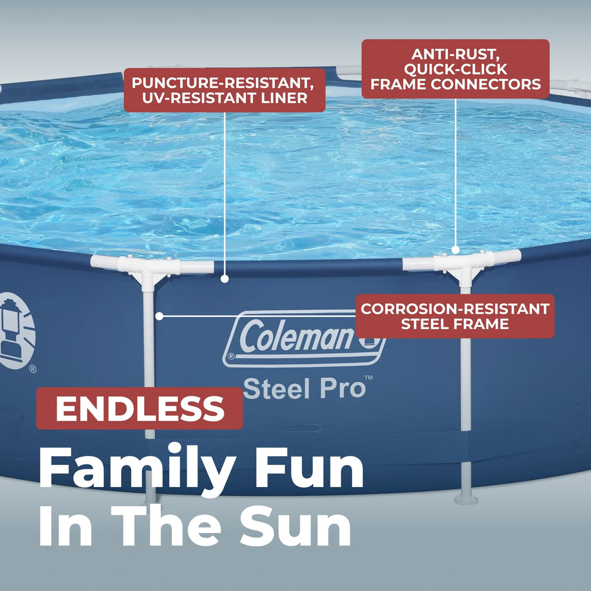 2026 NewColeman Steel Pro 12 ft. x 33 in. Round Metal Frame Above Ground Pool Set