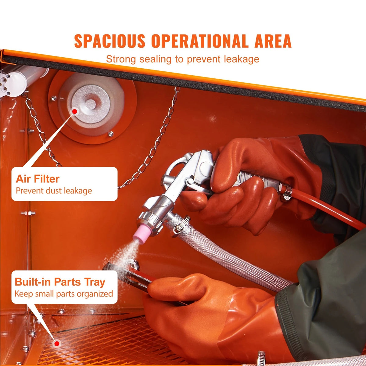 Portable Benchtop Sand Blaster 25 Gallon Sandblasting Cabinet with Blasting Gun Nozzles Paint Stain Rust Removal