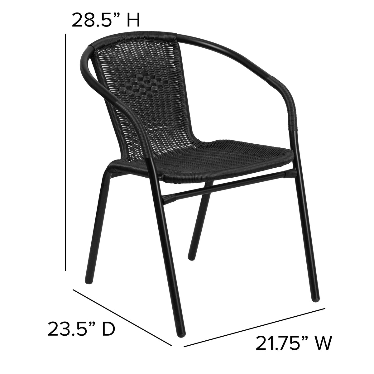2026 NewEmma + Oliver Indoor/Outdoor Stacking Rattan Restaurant Patio Chairs, Set of 2, Gray