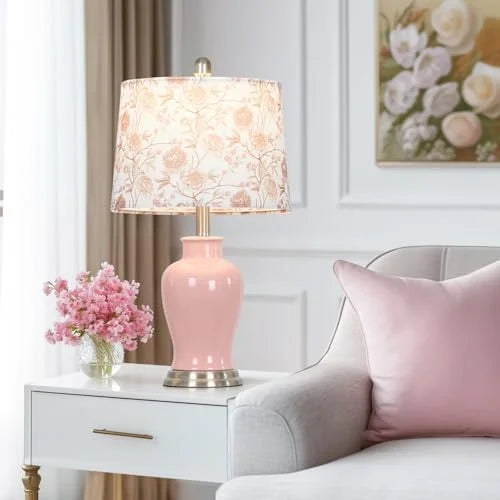 2026 NewModern Ceramic Table Lamps Set of 2, 23" White Ceramic Lamps for Living Room, Rustic Farmhouse Bedside Lamp with Ginger Jar Design, Elegant Bedroom Lamp for Nightstand Desk Side End Table Home Decor