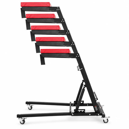 Ourlova Heavy-Duty Adjustable Engine Creeper for Auto Repair Collapsible Top Side Mechanic Seat with 6 Wheels 45"-66" Height 400 lbs Capacity