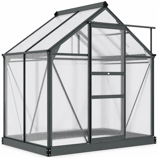 CoSoTower Greenhouse Garden, Green House, Outdoor Greenhouse Kit, PC Board with Sliding Door, 6.2' x 4.3' x 6.6', Grey