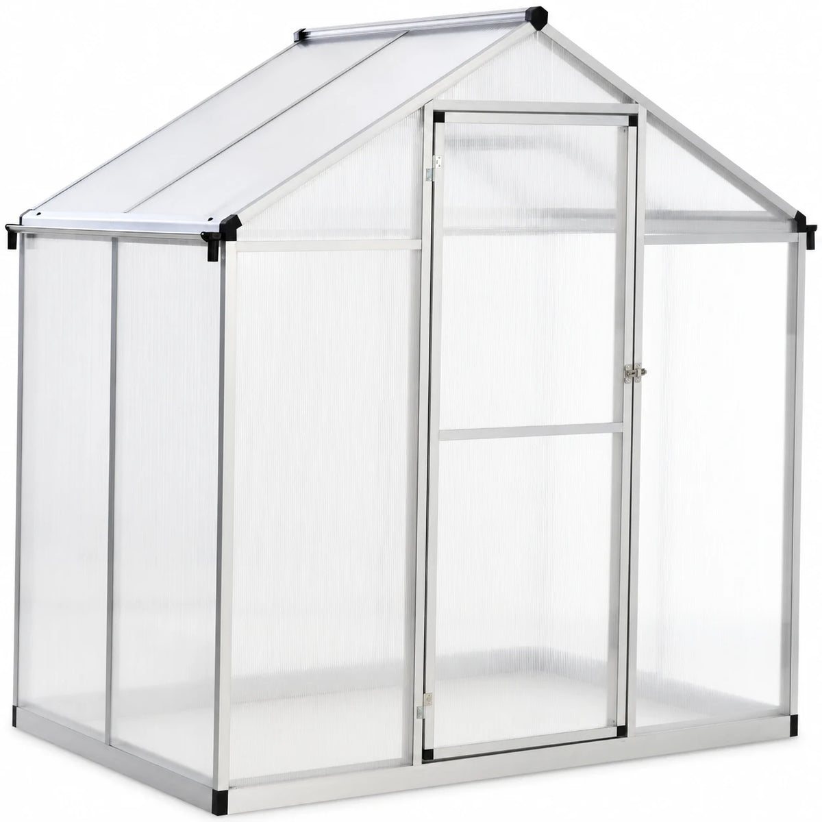 Outsunny 4'x6.2'x6.4' Walk-in Garden Greenhouse Polycarbonate Panels Plants Flower Growth Shed Cold Frame Outdoor Portable Warm House Aluminum Frame