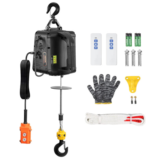 VEVOR 3-in-1 Electric Hoist Winch, 1100lbs 1500W Portable Power Winch Crane, 110V/120V 22.9 ft Lifting Height, 13 ft/min