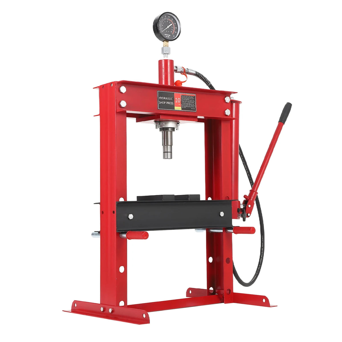10 Ton Hydraulic Press, Heavy-Duty Adjustable H-Frame Garage Floor Shop Press with Stamping Plates to Straighten Bend or Press Parts, for Straightening/Automotive Repair/Garage Use