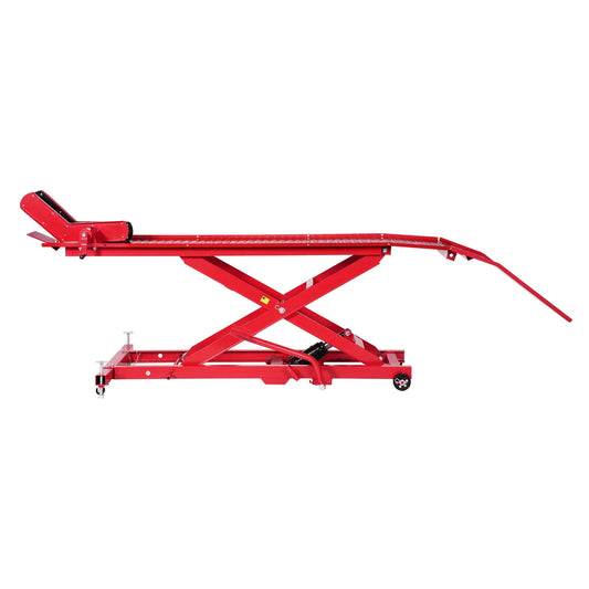 Motorcycle Lift Table, 453 kg Load Capacity, 360° flexible mobile Jack Stand, Height Adjustable From 21.8 to 79 cm, Heavy-duty Repair Stand