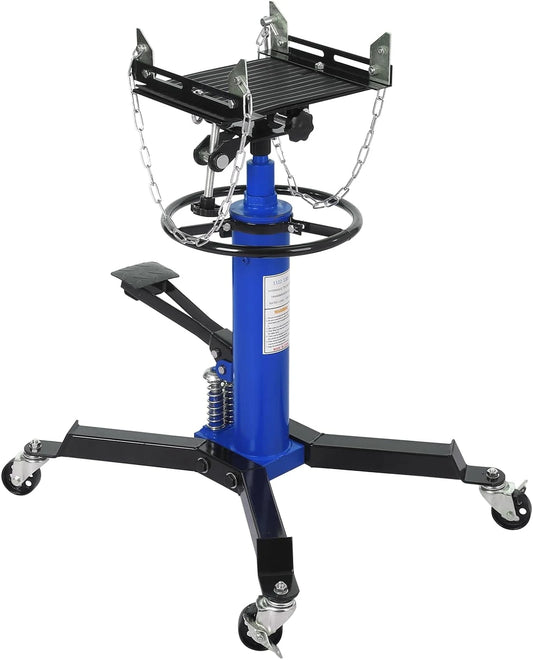 Transmission Jack 0.6Ton/1322lbs Hydraulic Telescopic Jack Double Plunger 2-Stage Floor-Standing Jack with Foot Pedal 360° Swivel Wheel Garage/Workshop/Car Lift