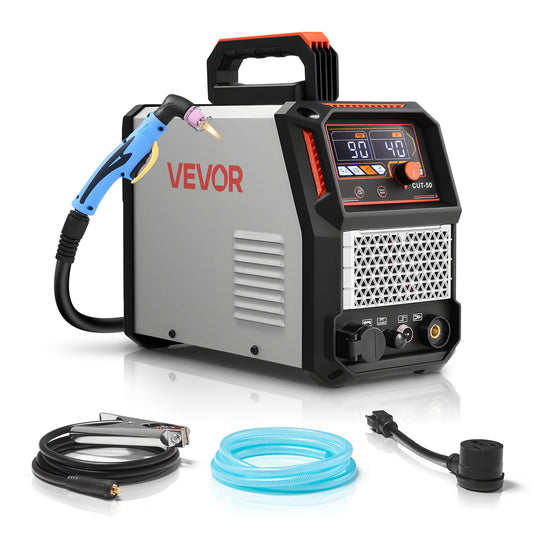VEVOR Plasma Cutter, 50A Non-Touch Pilot Arc Plasma Cutting Machine, 110V/220V Dual Voltage Digital Display IGBT Inverter - with 2T/4T Function & Adjustable PA/PT Time