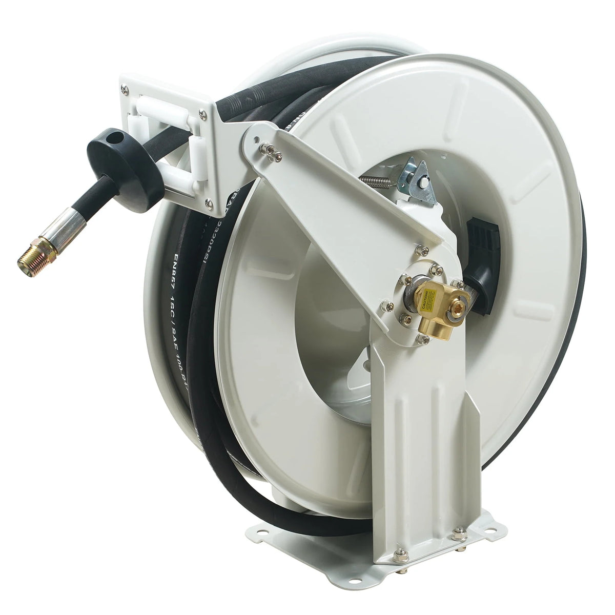 VEVOR Fuel Hose Reel, 1/2" x 50', Extra Long Retractable Machine Oil Hose Reel, Spring Driven Auto Swivel Rewind, Heavy-Duty Carbon Steel Construction, 2300 PSI