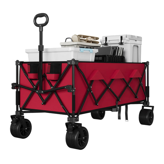 Collapsible Wagon Heavy Duty with All Terrain Wheels for Beach Sports