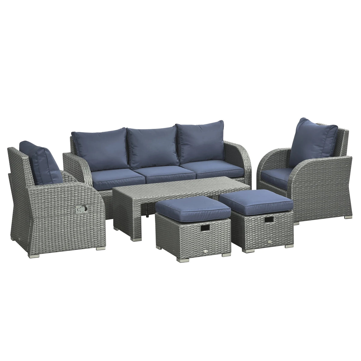 Outsunny Patio Furniture with Cushions, Dark Blue