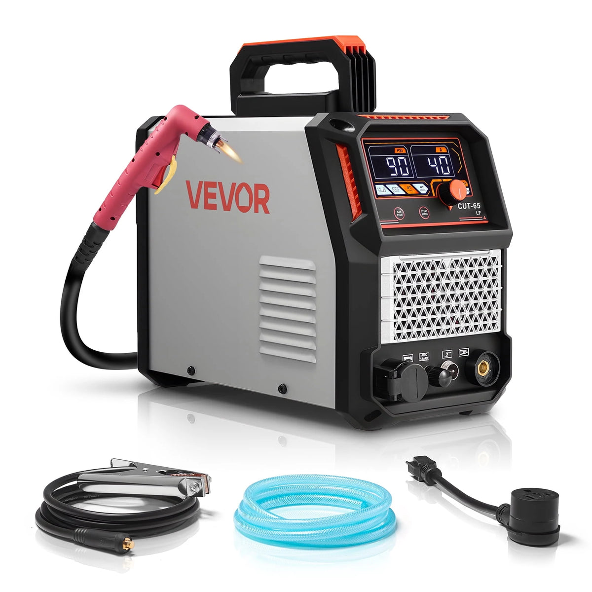 VEVOR Plasma Cutter, 65A Non-Touch Pilot Arc Plasma Cutting Machine Non-High Frequency - with 2T/4T Function & Adjustable PT Time