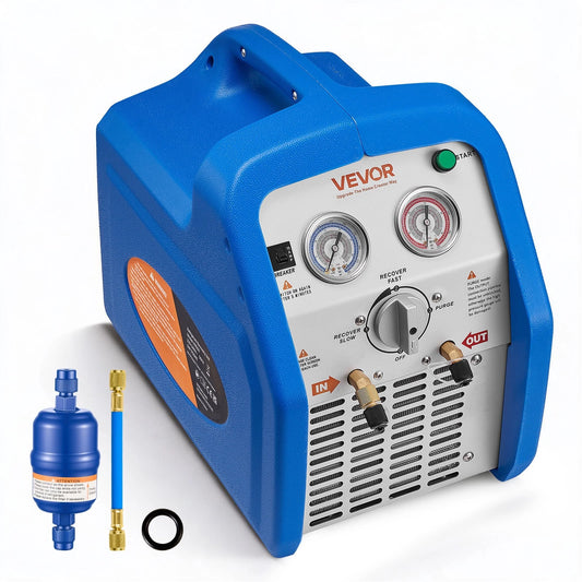 VEVOR Portable Refrigerant Recovery Machine, 1 HP 120V 60Hz Dual Cylinder AC Recovery Machine, 1750 RPM Recycling Unit HVAC
