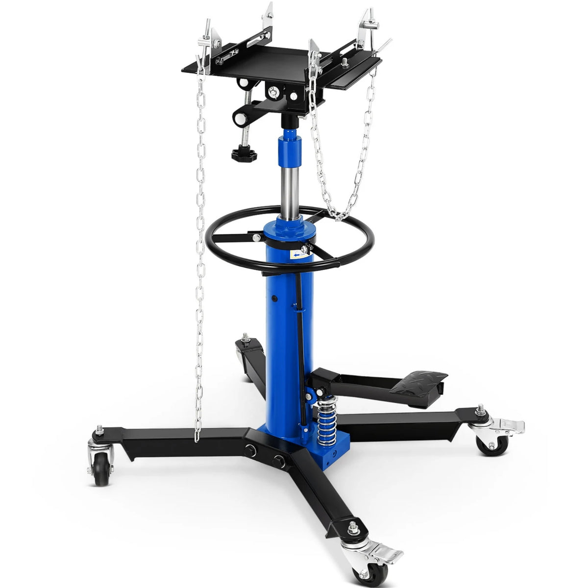 Hydraulic 2-Stage Telescopic Drive Jack – 1322 lbs (3/5 Ton), 34"–68" Lifting Range, Foot Pedal, 360° Swivel Wheels, Heavy Duty Garage Car Lift Stand, Blue, 1322 lbs