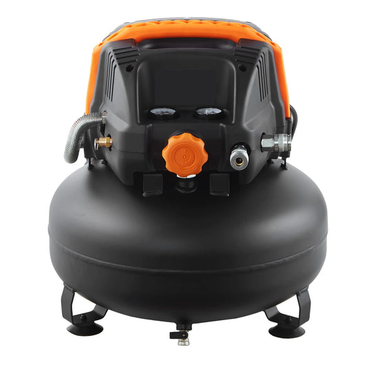 KFFKFF 6 Gallon Air Compressor, 1.7HP 2.3CFM @ 90PSI Portable Pancake Air Compressor & 150PSI Max Working Pressure, Oil-Free Compressor Tank for Tire Inflation, Spray Painting, Woodwork Nailing, 120V