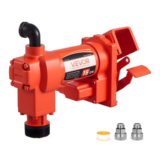 VEVOR Fuel Transfer Pump 110V, 15 GPM 57 L/min, AC Electric Oil Transfer Pump, 8 ft/2.4 m Max Suction Lift, 37 ft/11.28 m Max Lift