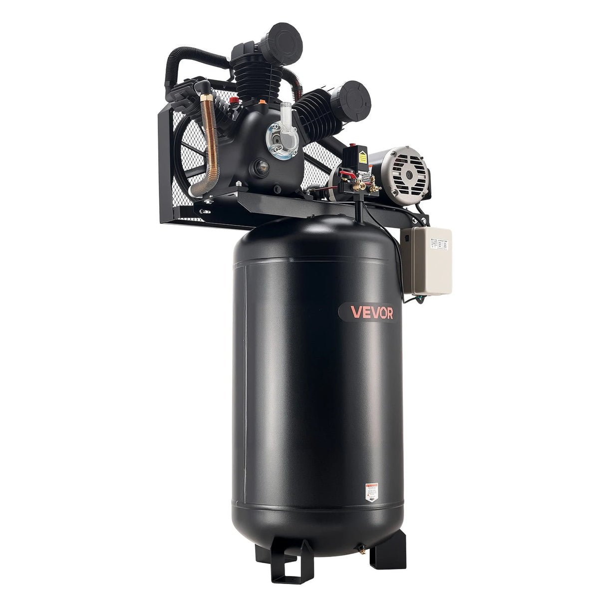 VEVOR 80 Gallons Heavy-Duty Air Compressor, 10HP 17 SCFM at 90PSI Air Compressors Max 175PSI, Oil-Lubricated Compressor Tank(230V 3-Phase, No Plug)