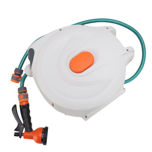 Retractable Garden Hose Reel, Portable Hose Reels for Outside with Spray Nozzle, Auto Rewind, Home HoseReel for Watering Car Washing, Pet Cleaning