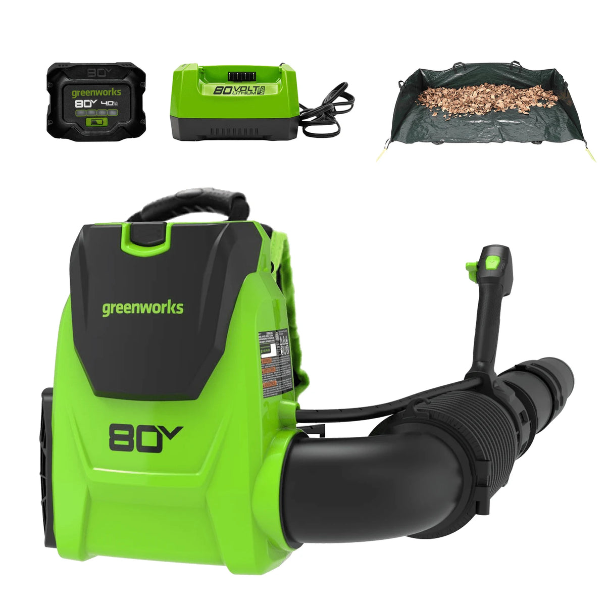Greenworks 80V 780 CFM - 205 MPH Brushless Backpack Blower, 4.0Ah Battery and Charger Included, Lightweight & Quiet for Yard Patio Driveways Autumn Debris Leaves Dust Light Snow Cleanup