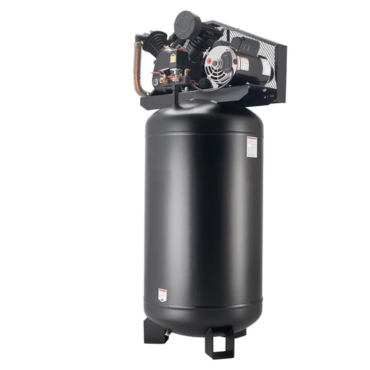 KFFKFF 80 Gallons Heavy-Duty Air Compressor, 5HP 10 SCFM at 90PSI Air Compressors Max 175PSI Pressure, Oil-Lubricated Compressor Tank(230V 60Hz, No-Plug)
